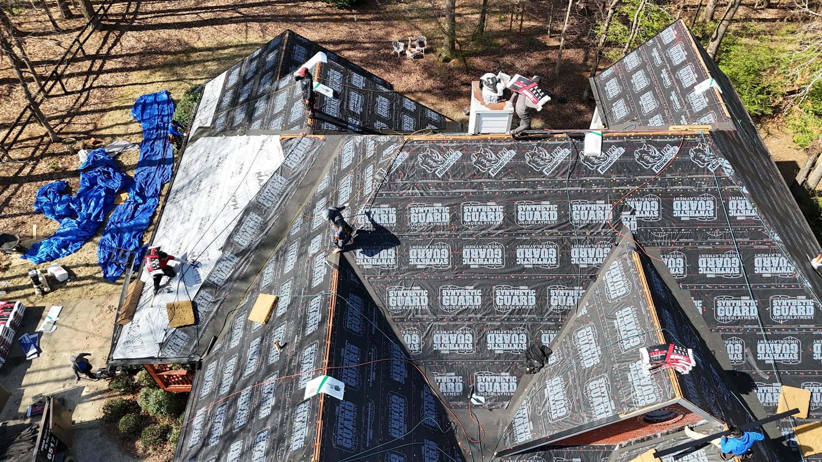 Roofing crew at work